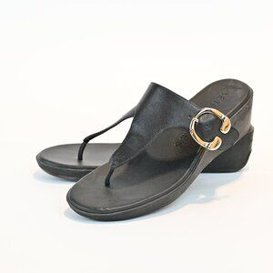 Aerosoles Black Thong Wedge Sandals